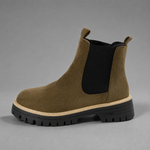 Women's round toe block heel ankle boots in premium synthetic leather with a comfortable block heel, classic silhouette and durable rubber sole, ideal for everyday casual and smart-casual wear.