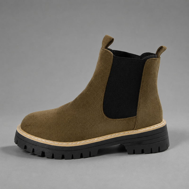 Women's round toe block heel ankle boots in premium synthetic leather with a comfortable block heel, classic silhouette and durable rubber sole, ideal for everyday casual and smart-casual wear.