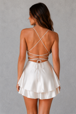 Women’s Satin Cowl Neck Backless Mini Dress for Party & Occasion Wear