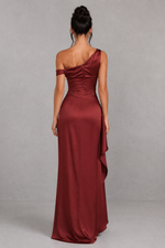 Women's One Shoulder Maxi Dress with Thigh Split - Evening & Formal Wear