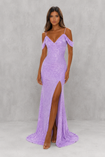 Women’s Sequin Mermaid Maxi Dress with Sweetheart Neckline & Side Split