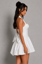 Women’s Sequin Tweed Mini Dress with Detachable Bow Detail for Parties & Special Occasions