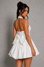 Women’s Sequin Tweed Mini Dress with Detachable Bow Detail for Parties & Special Occasions