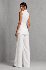 Women’s Sleeveless High Neck Co-Ord Set with Wide Leg Trousers for Smart-Casual Wear