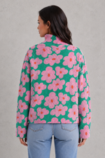 Women’s Floral Roll Neck Jumper - Relaxed Fit Soft Knit