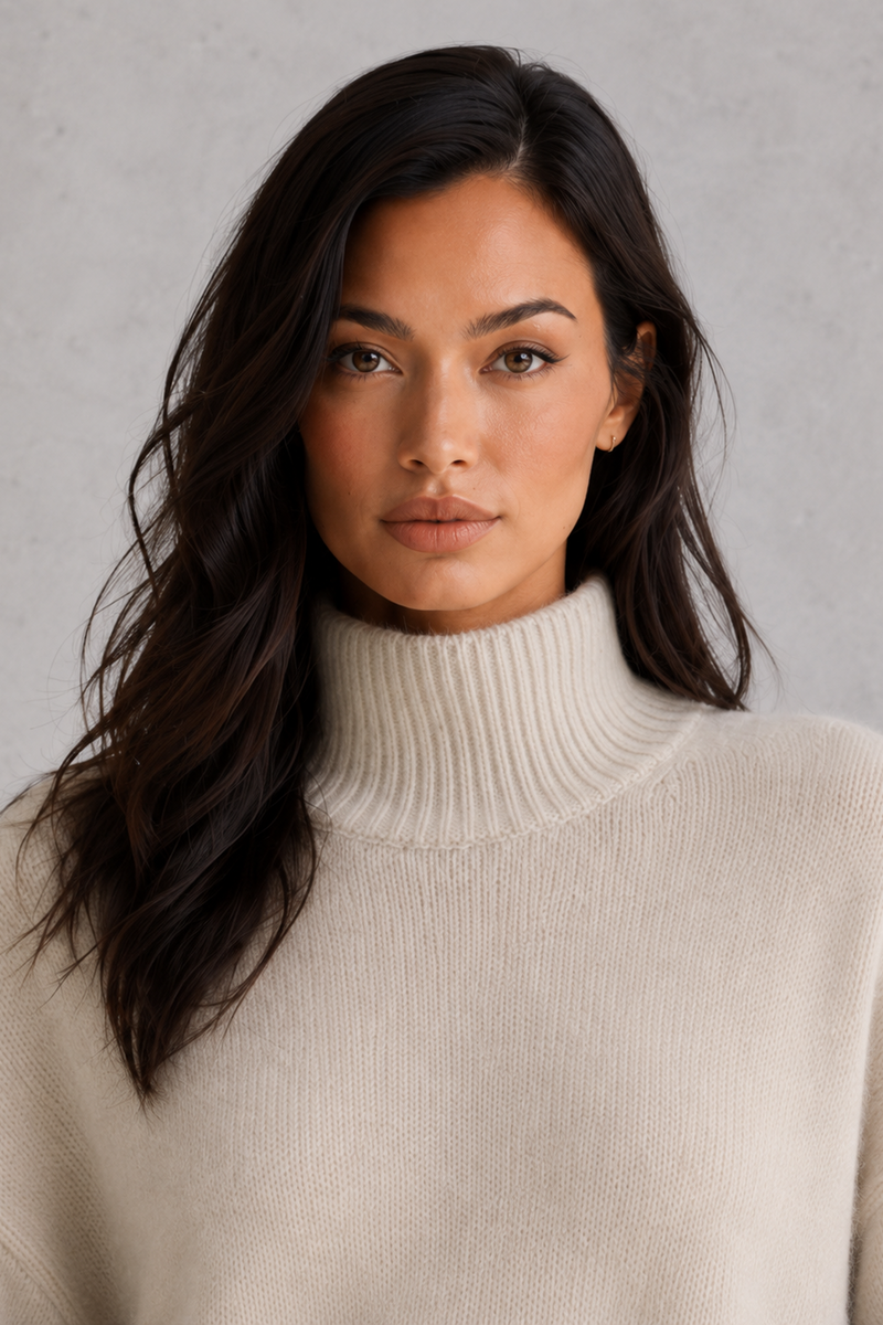 Women’s Cashmere Roll Neck Jumper - Soft Relaxed Fit Knitwear