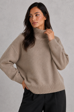 Women’s Cashmere Roll Neck Jumper - Soft Relaxed Fit Knitwear