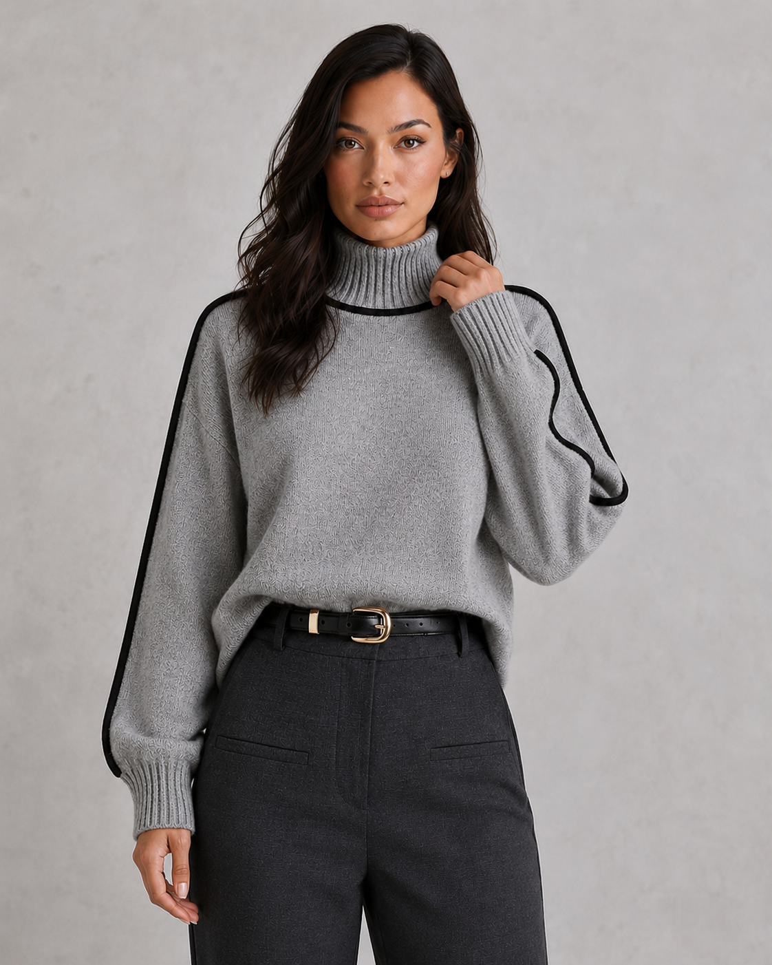 Women's Merino Wool Roll Neck Jumper - Soft Knitted Winter Sweater