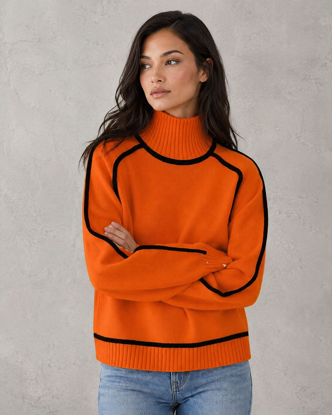 Women's Merino Wool Roll Neck Jumper - Soft Knitted Winter Sweater