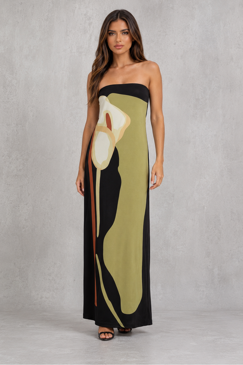 Women’s Strapless Bandeau Maxi Dress for Evening & Occasion Wear