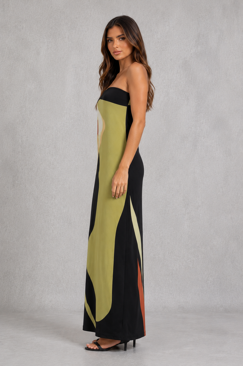 Women’s Strapless Bandeau Maxi Dress for Evening & Occasion Wear