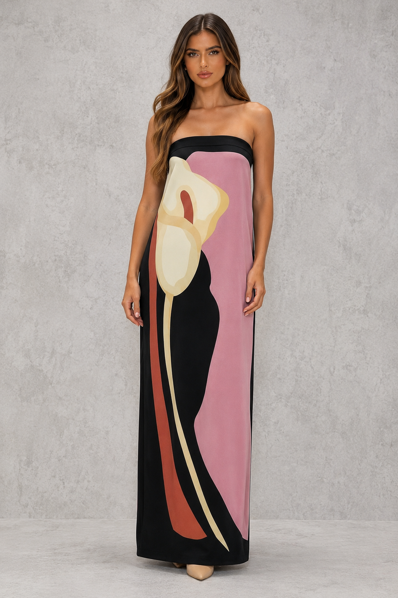 Women’s Strapless Bandeau Maxi Dress for Evening & Occasion Wear