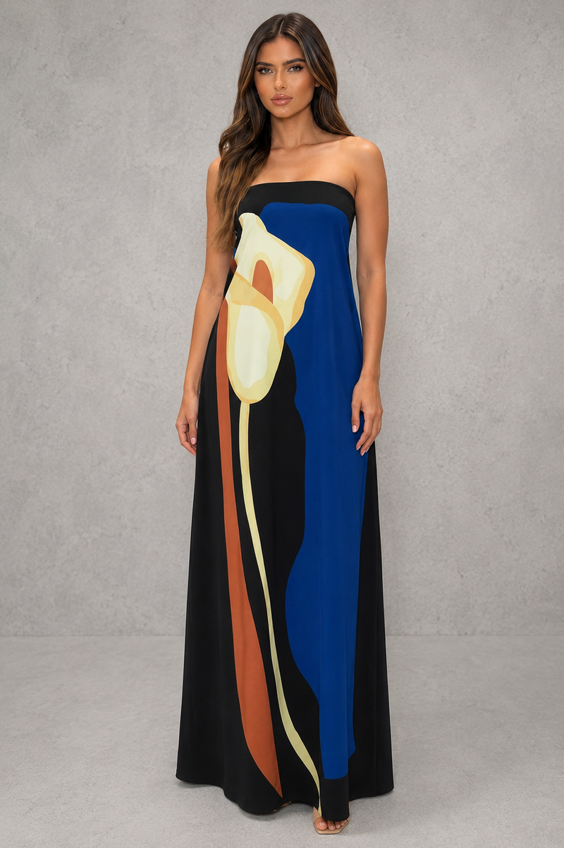Women’s Strapless Bandeau Maxi Dress for Evening & Occasion Wear