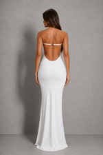 Women’s Strapless Knit Maxi Dress with Open Back for Evening & Formal Wear