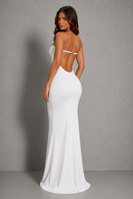 Women’s Strapless Knit Maxi Dress with Open Back for Evening & Formal Wear