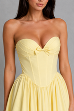 Women's Strapless Corset Midi Dress - Occasion & Party Wear