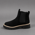 Women's suede block heel ankle boots with a classic round toe, mid-height block heel and durable rubber sole, designed for smart casual everyday wear in autumn, winter and spring.