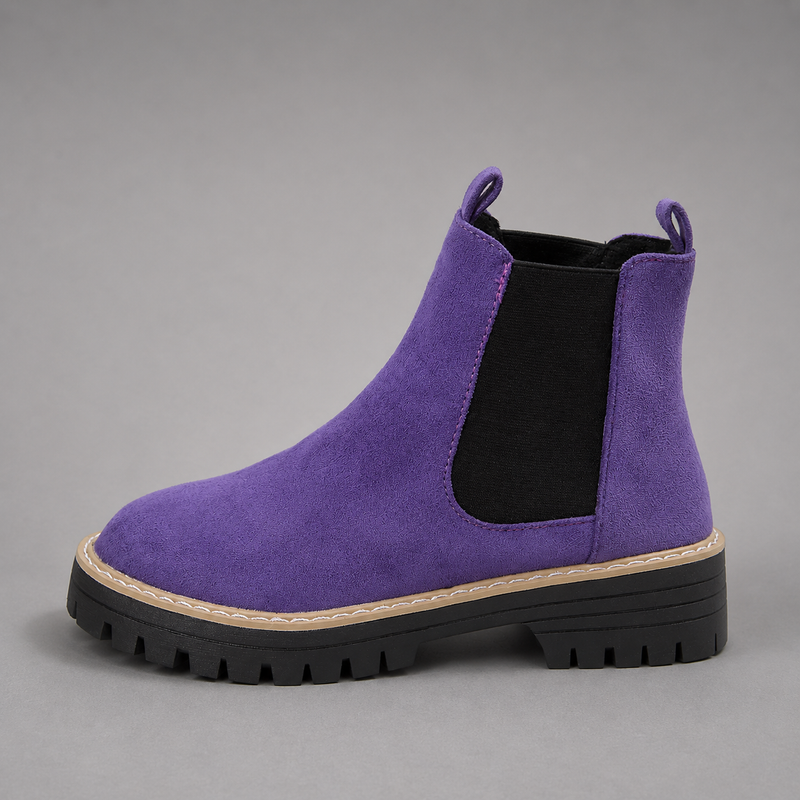 Women's suede block heel ankle boots with a classic round toe, mid-height block heel and durable rubber sole, designed for smart casual everyday wear in autumn, winter and spring.