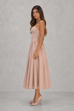Women’s Sweetheart Midi Dress with Lace-Up Back for Evening & Formal Wear