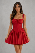 Women’s Sweetheart Mini Dress with Lace-Up Back for Party & Summer Wear