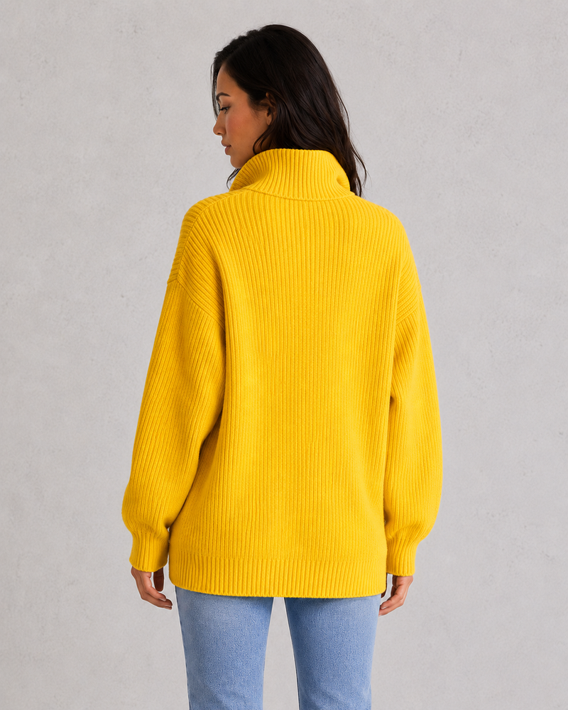 Women’s Collared Knitted Jumper - Relaxed Fit Button Front Knit