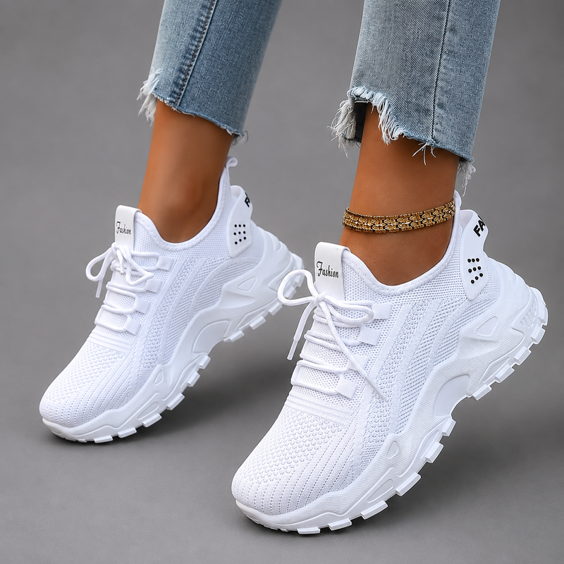Women's ultra comfortable casual walking trainers in a lightweight design with cushioned sole, breathable construction and non-slip rubber outsole for everyday wear, commuting, shopping and travel.