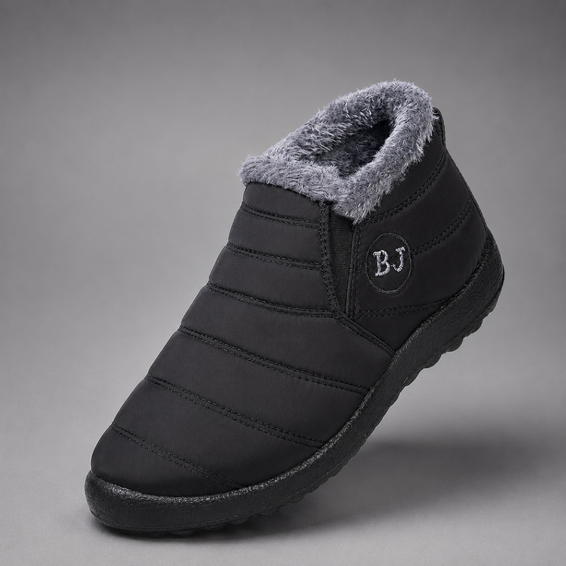 Women's waterproof faux fur-lined ankle snow boots with a quilted upper, lightweight slip-on design, round toe and durable non-slip sole, providing warm, comfortable and weather-resistant winter footwear for everyday outdoor wear.