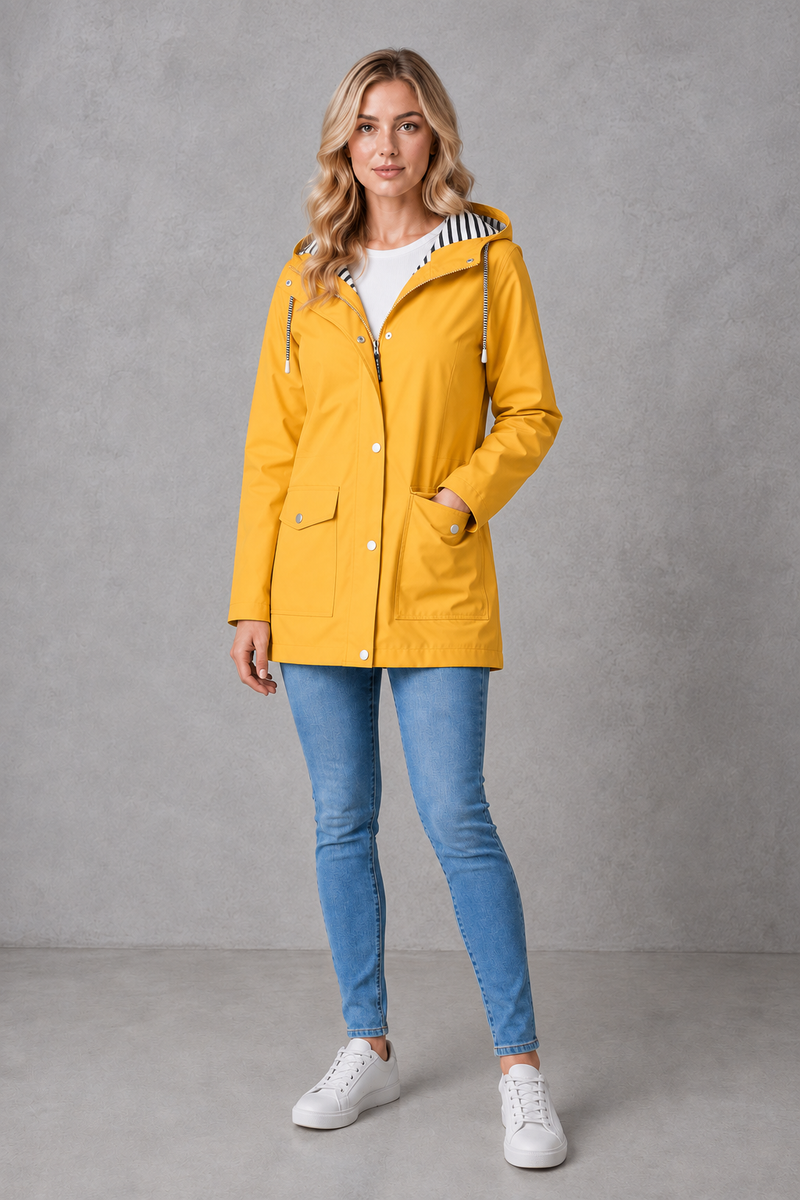 Women’s Waterproof & Windproof Hooded Coat – Lightweight All-Weather Rain Jacket
