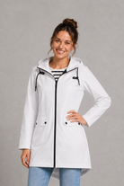 Women's waterproof and windproof hooded coat in a lightweight regular fit, featuring an adjustable hood and flattering silhouette. Ideal for autumn and winter, this weather-resistant rain jacket offers reliable protection for commuting, countryside walks and everyday wear.