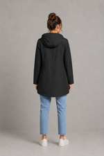 Women's waterproof and windproof hooded coat in a lightweight regular fit, featuring an adjustable hood and flattering silhouette. Ideal for autumn and winter, this weather-resistant rain jacket offers reliable protection for commuting, countryside walks and everyday wear.