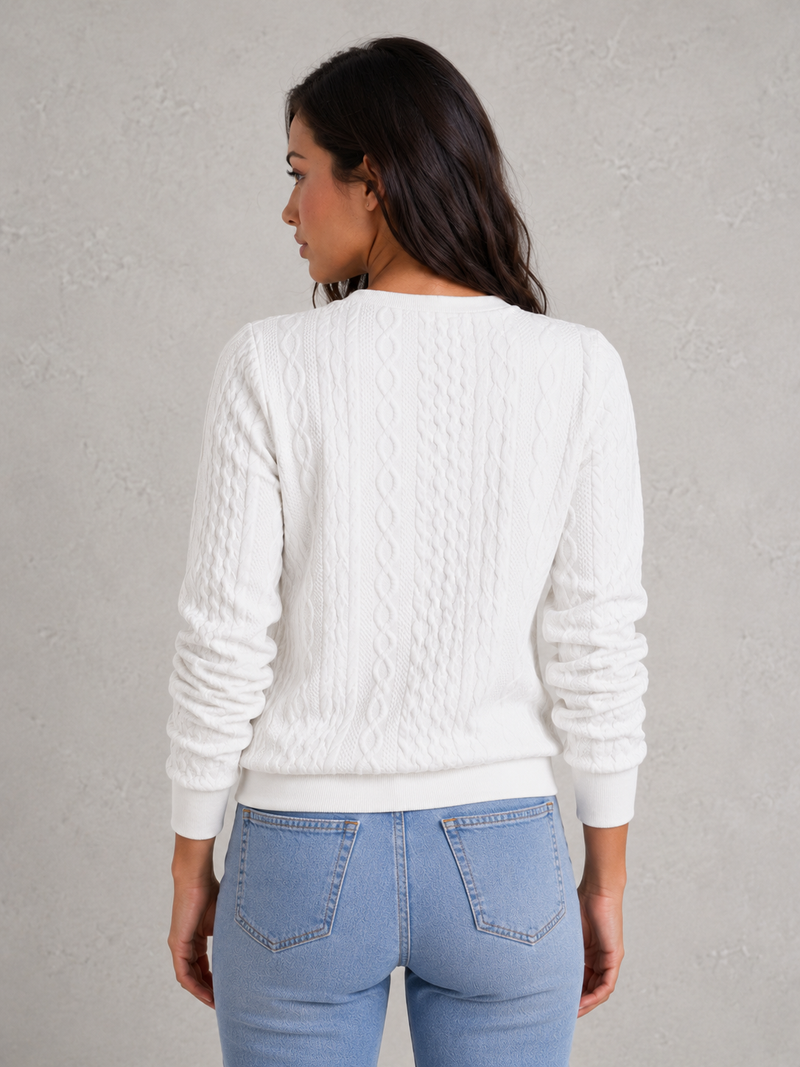 Women’s Zip-Front Cable Knit Jumper for Casual & Everyday Wear