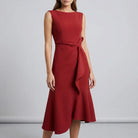 Red dress with a belt on a gray background1
