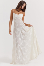 Women’s Floral Bustier Gown with Sheer Overlay for Evening & Formal Wear