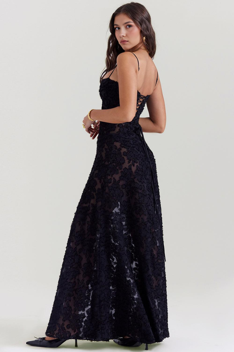 Women’s Floral Bustier Gown with Sheer Overlay for Evening & Formal Wear