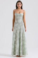 Women’s Floral Bustier Gown with Sheer Overlay for Evening & Formal Wear