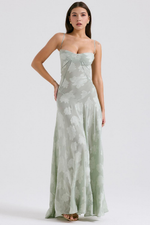 Women’s Velvet Floral Maxi Gown with Corset Bodice for Evening & Formal Wear