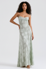 Women’s Floral Bustier Gown with Sheer Overlay for Evening & Formal Wear
