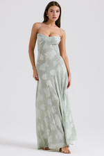 Women’s Floral Bustier Gown with Sheer Overlay for Evening & Formal Wear