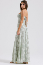 Women’s Floral Bustier Gown with Sheer Overlay for Evening & Formal Wear