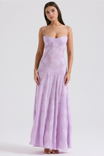 Women’s Velvet Floral Maxi Gown with Corset Bodice for Evening & Formal Wear