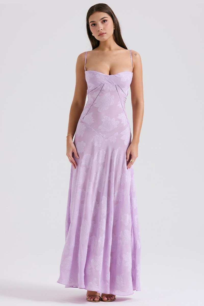 Women’s Velvet Floral Maxi Gown with Corset Bodice for Evening & Formal Wear