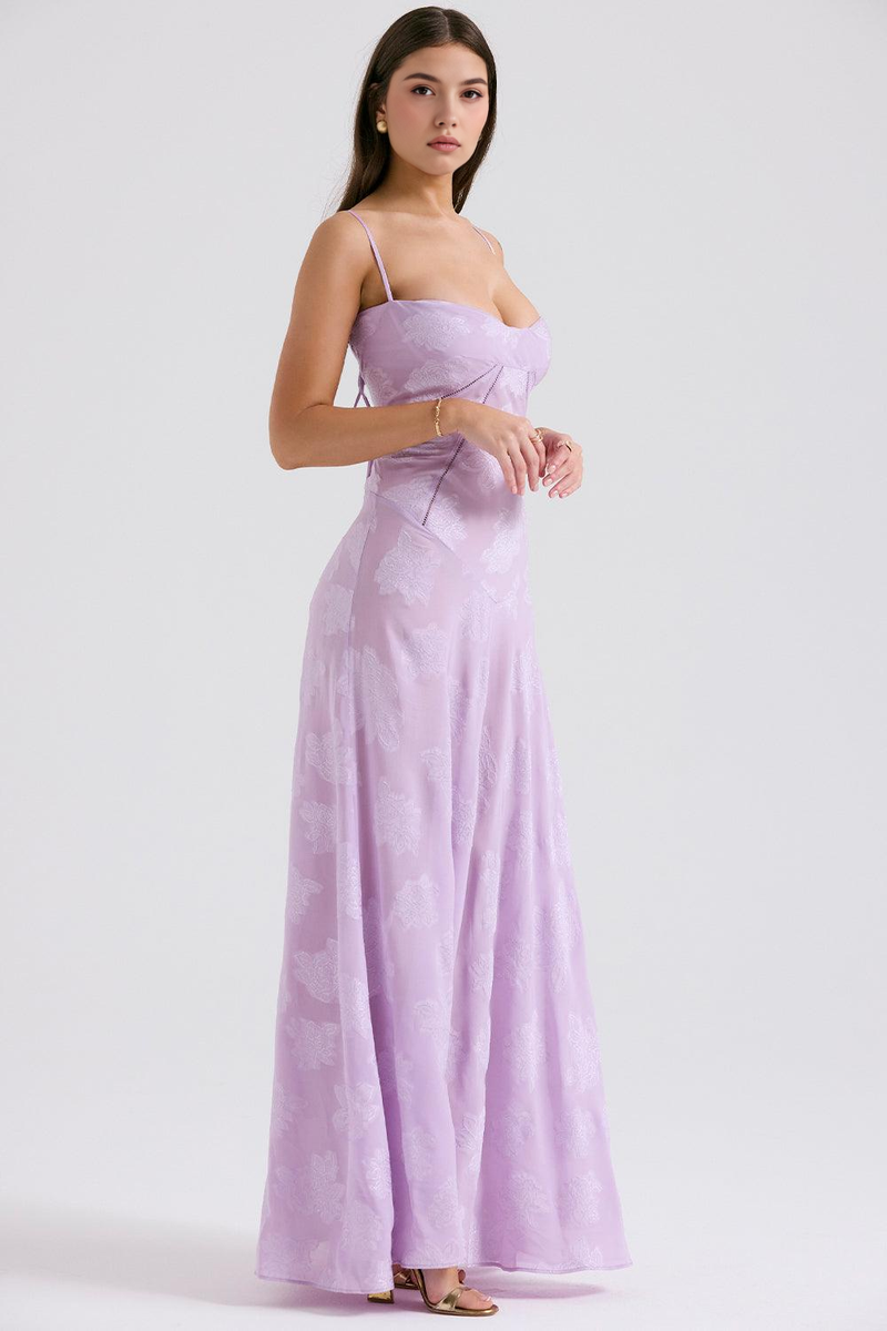 Women’s Velvet Floral Maxi Gown with Corset Bodice for Evening & Formal Wear