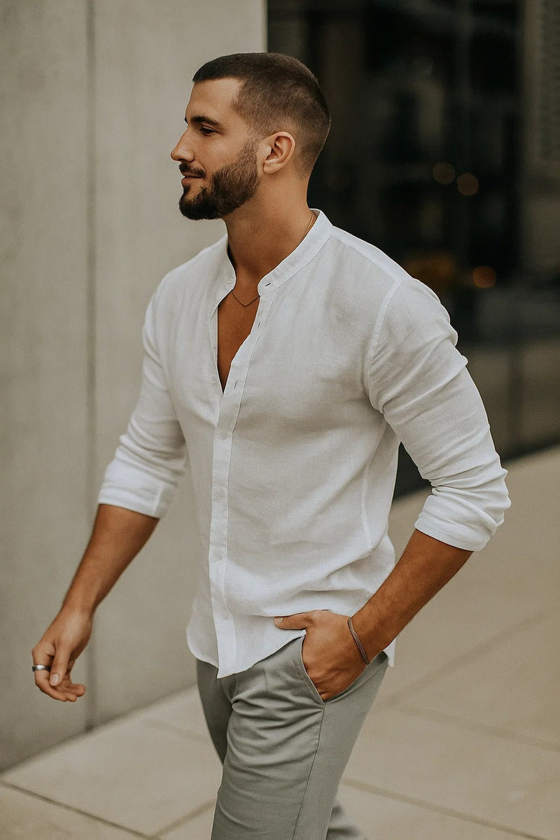 Men’s 3/4 sleeve casual shirt with relaxed fit and lightweight design