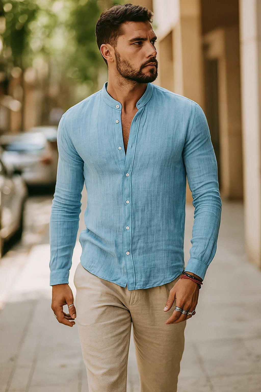 Men’s 3/4 sleeve casual shirt with relaxed fit and lightweight design