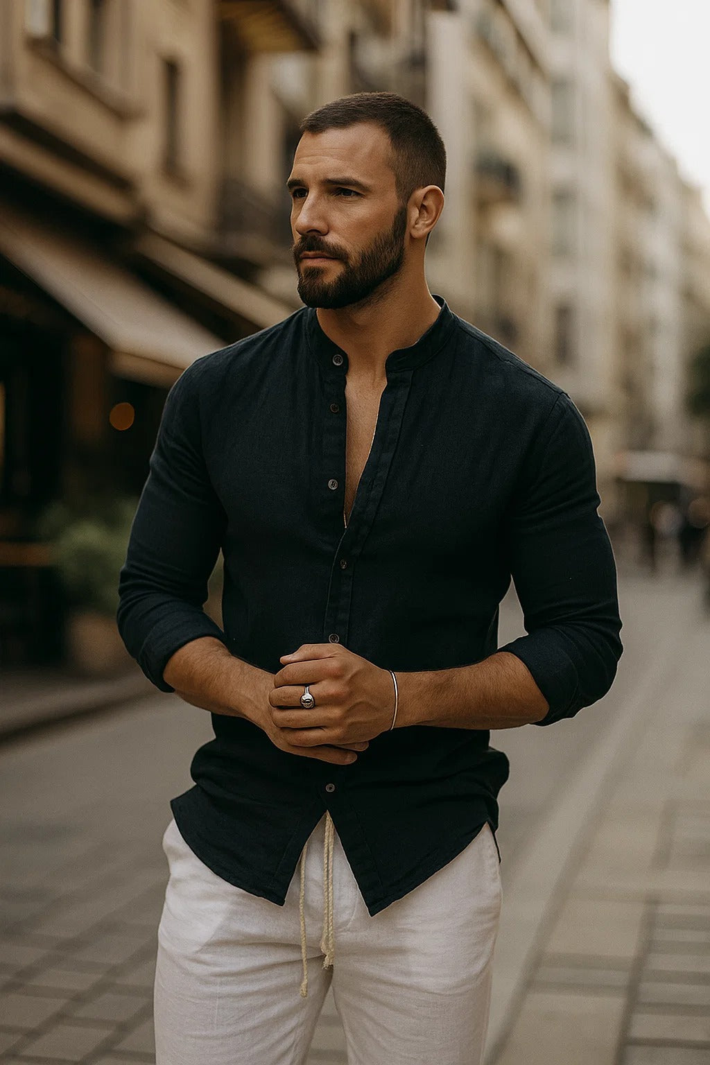 Men’s 3/4 sleeve casual shirt with relaxed fit and lightweight design