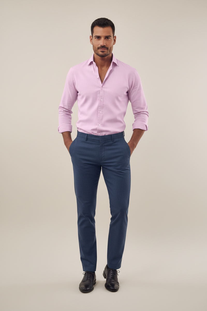 Men’s classic long sleeve button shirt with structured collar