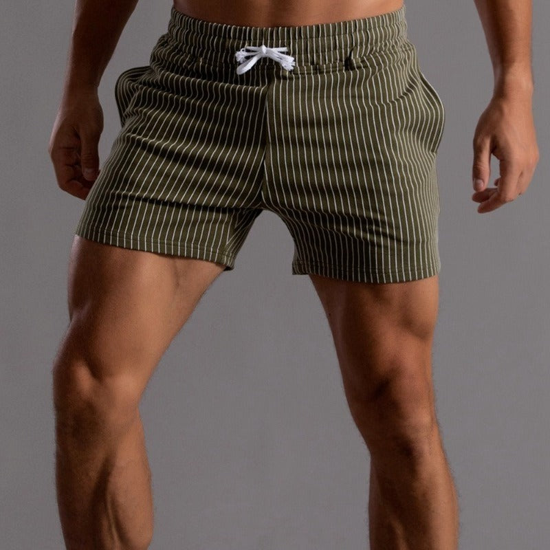 Men’s striped cotton blend shorts with relaxed fit for casual wear