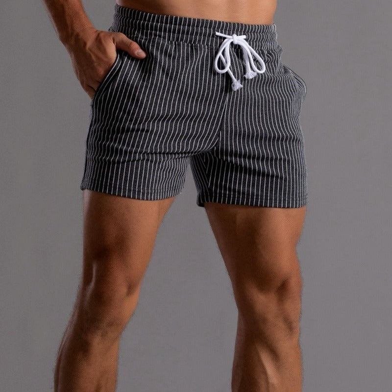 Men’s striped cotton blend shorts with relaxed fit for casual wear