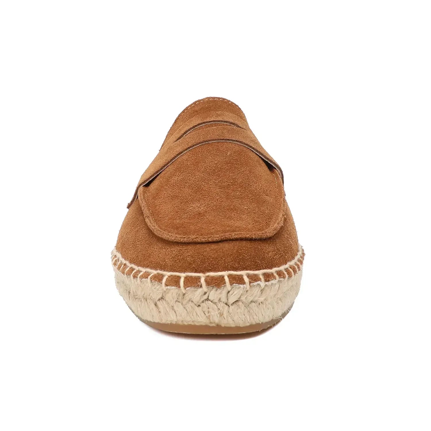 Brown espadrille shoe on a white background