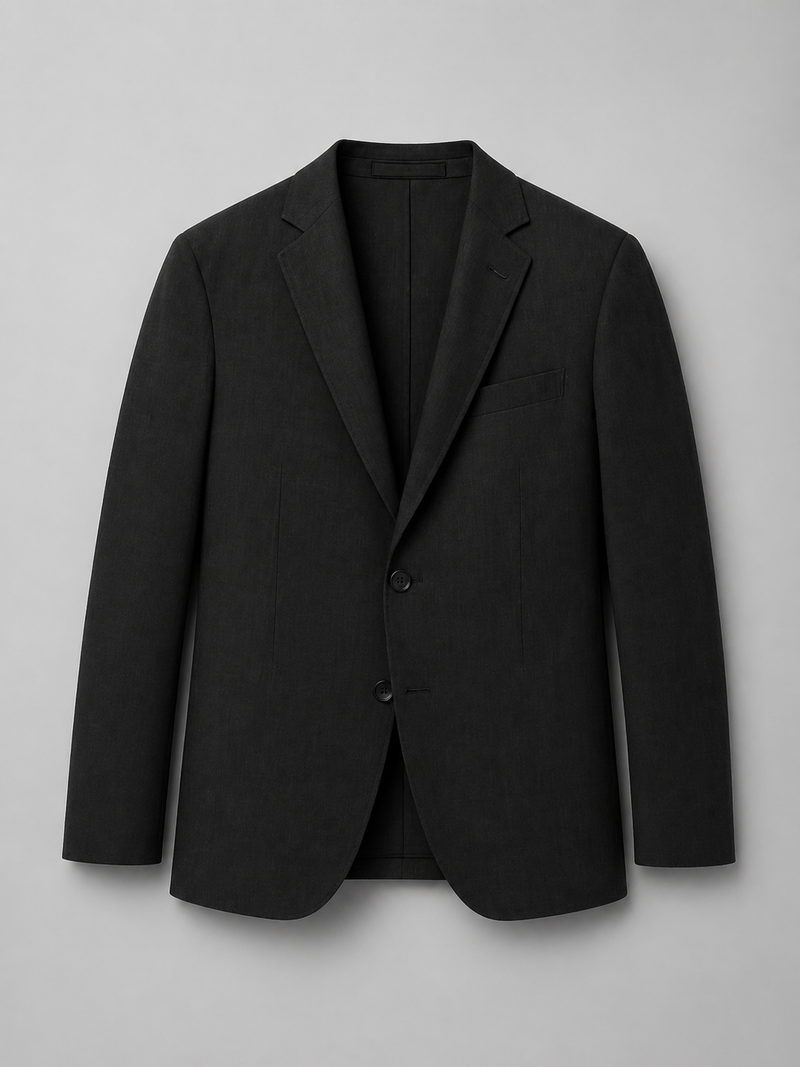 Black blazer on a light gray background